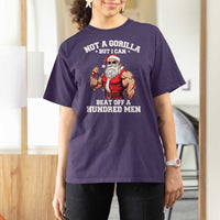 Funny Muscle Santa T Shirt For Women Not A Gorilla But I Can Beat Off 100 Men Bodybuilder Christmas - Wonder Print Shop