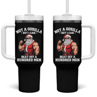 Funny Muscle Santa Tumbler With Handle Not A Gorilla But I Can Beat Off 100 Men Bodybuilder Christmas - Wonder Print Shop