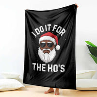 I Do It For The Hos Black Santa Christmas Throw Blanket Funny Inappropriate Rude Santa - Wonder Print Shop