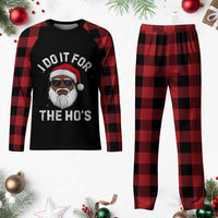 I Do It For The Hos Black Santa Christmas Plaid Pajama Set Funny Inappropriate Rude Santa - Wonder Print Shop