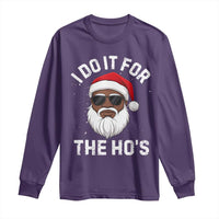 I Do It For The Hos Black Santa Christmas Long Sleeve Shirt Funny Inappropriate Rude Santa - Wonder Print Shop
