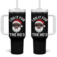 I Do It For The Hos Black Santa Christmas Tumbler With Handle Funny Inappropriate Rude Santa - Wonder Print Shop