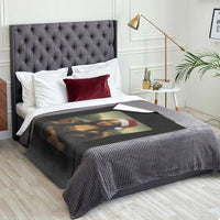 Funny Black Christmas Throw Blanket Vintage Mona Lisa Afro Santa Da Vinci Xmas - Wonder Print Shop