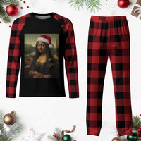 Funny Black Christmas Plaid Pajama Set Vintage Mona Lisa Afro Santa Da Vinci Xmas - Wonder Print Shop