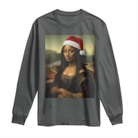Funny Black Christmas Long Sleeve Shirt Vintage Mona Lisa Afro Santa Da Vinci Xmas - Wonder Print Shop