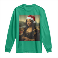 Funny Black Christmas Long Sleeve Shirt Vintage Mona Lisa Afro Santa Da Vinci Xmas - Wonder Print Shop