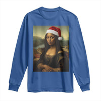 Funny Black Christmas Long Sleeve Shirt Vintage Mona Lisa Afro Santa Da Vinci Xmas - Wonder Print Shop