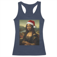 Funny Black Christmas Racerback Tank Top Vintage Mona Lisa Afro Santa Da Vinci Xmas - Wonder Print Shop