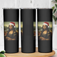 Funny Black Christmas Skinny Tumbler Vintage Mona Lisa Afro Santa Da Vinci Xmas - Wonder Print Shop