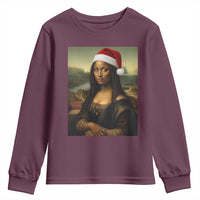 Funny Black Christmas Youth Sweatshirt Vintage Mona Lisa Afro Santa Da Vinci Xmas - Wonder Print Shop