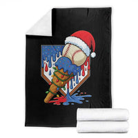 Christmas Baseball Ice Cream Drip Throw Blanket Santa Sports Player Xmas Light Boys Baseball Bat - Wonder Print Shop