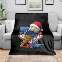 Christmas Baseball Ice Cream Drip Throw Blanket Santa Sports Player Xmas Light Boys Baseball Bat - Wonder Print Shop