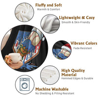 Christmas Baseball Ice Cream Drip Throw Blanket Santa Sports Player Xmas Light Boys Baseball Bat - Wonder Print Shop