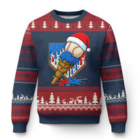 Xmas Baseball Ice Cream Drip Ugly Christmas Sweater Santa Sports Player Xmas Light Boys Baseball Bat - Wonder Print Shop