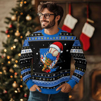 Christmas Baseball Ice Cream Drip Hanukkah Ugly Sweater Santa Sports Player Xmas Light Boys Baseball Bat - undefined