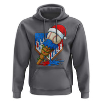 Christmas Baseball Ice Cream Drip Hoodie Santa Sports Player Xmas Light Boys Baseball Bat - Wonder Print Shop