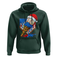 Christmas Baseball Ice Cream Drip Hoodie Santa Sports Player Xmas Light Boys Baseball Bat - Wonder Print Shop