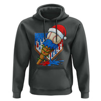 Christmas Baseball Ice Cream Drip Hoodie Santa Sports Player Xmas Light Boys Baseball Bat - Wonder Print Shop