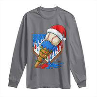 Christmas Baseball Ice Cream Drip Long Sleeve Shirt Santa Sports Player Xmas Light Boys Baseball Bat - Wonder Print Shop