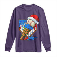 Christmas Baseball Ice Cream Drip Long Sleeve Shirt Santa Sports Player Xmas Light Boys Baseball Bat - Wonder Print Shop