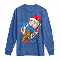 Christmas Baseball Ice Cream Drip Long Sleeve Shirt Santa Sports Player Xmas Light Boys Baseball Bat - Wonder Print Shop