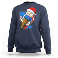 Christmas Baseball Ice Cream Drip Sweatshirt Santa Sports Player Xmas Light Boys Baseball Bat - Wonder Print Shop