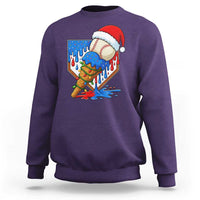 Christmas Baseball Ice Cream Drip Sweatshirt Santa Sports Player Xmas Light Boys Baseball Bat - Wonder Print Shop