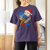 Christmas Baseball Ice Cream Drip T Shirt For Women Santa Sports Player Xmas Light Boys Baseball Bat - Wonder Print Shop
