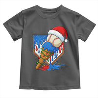 Christmas Baseball Ice Cream Drip Toddler T Shirt Santa Sports Player Xmas Light Boys Baseball Bat - Wonder Print Shop
