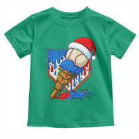 Christmas Baseball Ice Cream Drip Toddler T Shirt Santa Sports Player Xmas Light Boys Baseball Bat - Wonder Print Shop