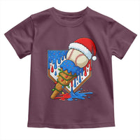 Christmas Baseball Ice Cream Drip Toddler T Shirt Santa Sports Player Xmas Light Boys Baseball Bat - Wonder Print Shop