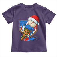 Christmas Baseball Ice Cream Drip Toddler T Shirt Santa Sports Player Xmas Light Boys Baseball Bat - Wonder Print Shop