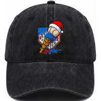 Christmas Baseball Ice Cream Drip Washed Cotton Baseball Cap Santa Sports Player Xmas Light Boys Baseball Bat