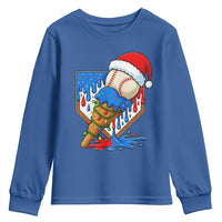 Christmas Baseball Ice Cream Drip Youth Sweatshirt Santa Sports Player Xmas Light Boys Baseball Bat - Wonder Print Shop