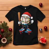 Christmas Baseball Ice Cream Drip T Shirt Santa Sports Xmas Baseball Player - Wonder Print Shop