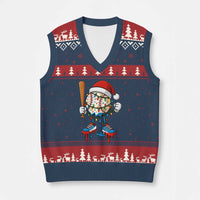 Xmas Baseball Ice Cream Drip V-Neck Knit Sweater Vest Santa Sports Xmas Baseball Player - Wonder Print Shop