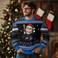 Christmas Baseball Ice Cream Drip Hanukkah Ugly Sweater Santa Sports Xmas Baseball Player - Wonder Print Shop