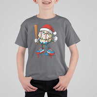 Christmas Baseball Ice Cream Drip T Shirt For Kid Santa Sports Xmas Baseball Player - Wonder Print Shop