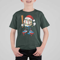 Christmas Baseball Ice Cream Drip T Shirt For Kid Santa Sports Xmas Baseball Player - Wonder Print Shop