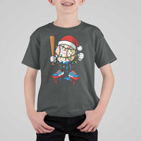 Christmas Baseball Ice Cream Drip T Shirt For Kid Santa Sports Xmas Baseball Player - Wonder Print Shop