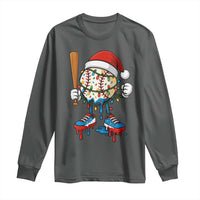 Christmas Baseball Ice Cream Drip Long Sleeve Shirt Santa Sports Xmas Baseball Player - Wonder Print Shop