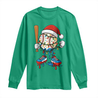 Christmas Baseball Ice Cream Drip Long Sleeve Shirt Santa Sports Xmas Baseball Player - Wonder Print Shop