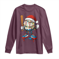 Christmas Baseball Ice Cream Drip Long Sleeve Shirt Santa Sports Xmas Baseball Player - Wonder Print Shop