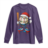 Christmas Baseball Ice Cream Drip Long Sleeve Shirt Santa Sports Xmas Baseball Player - Wonder Print Shop