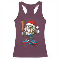 Christmas Baseball Ice Cream Drip Racerback Tank Top Santa Sports Xmas Baseball Player - Wonder Print Shop