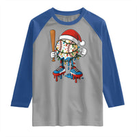 Christmas Baseball Ice Cream Drip Raglan Shirt Santa Sports Xmas Baseball Player - Wonder Print Shop
