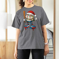 Christmas Baseball Ice Cream Drip T Shirt For Women Santa Sports Xmas Baseball Player - Wonder Print Shop