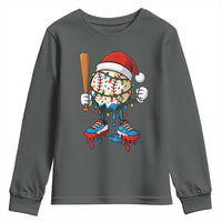Christmas Baseball Ice Cream Drip Youth Sweatshirt Santa Sports Xmas Baseball Player - Wonder Print Shop