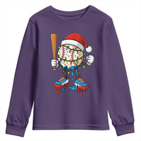 Christmas Baseball Ice Cream Drip Youth Sweatshirt Santa Sports Xmas Baseball Player - Wonder Print Shop