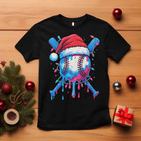 Christmas Baseball Ice Cream Drip T Shirt Santa Sports Xmas Light Boys Sprinkles Baseball Bat - Wonder Print Shop